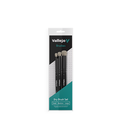 Vallejo Zestaw Pędzli Dry Brush Set - Natural Hair (S, M & L) (przedsprzedaż)