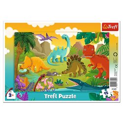 Puzzle ramkowe 15 Dinozaury