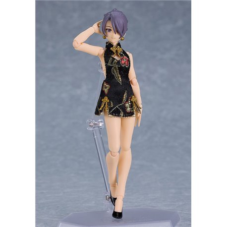 Original Character Figma Action Figure Female Body (Mika) Mini Skirt Chinese Dress Outfit (Black) 13 cm (przedsprzedaż)