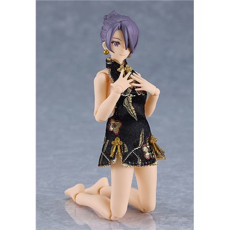 Original Character Figma Action Figure Female Body (Mika) Mini Skirt Chinese Dress Outfit (Black) 13 cm (przedsprzedaż)