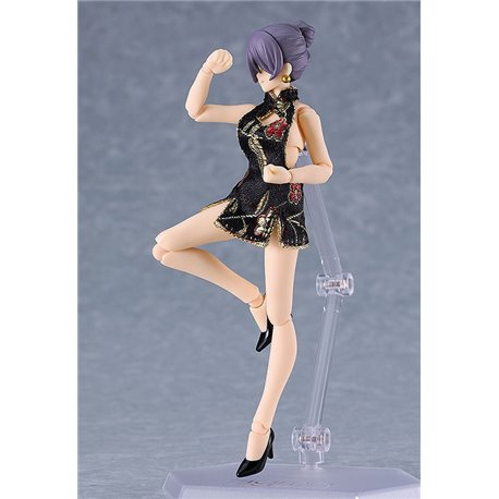 Original Character Figma Action Figure Female Body (Mika) Mini Skirt Chinese Dress Outfit (Black) 13 cm (przedsprzedaż)