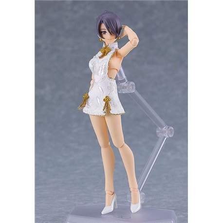 Original Character Figma Action Figure Female Body (Mika) Mini Skirt Chinese Dress Outfit (White) 13 cm (przedsprzedaż)