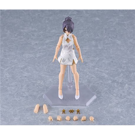 Original Character Figma Action Figure Female Body (Mika) Mini Skirt Chinese Dress Outfit (White) 13 cm (przedsprzedaż)