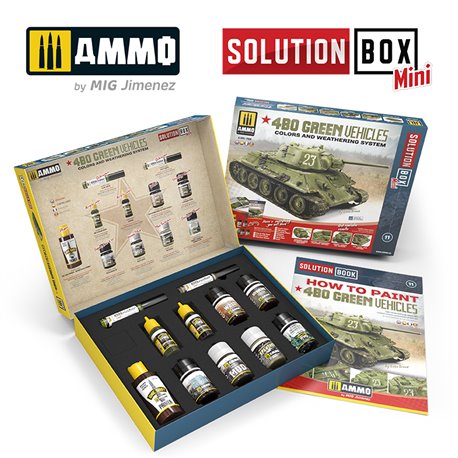 Ammo by Mig: Solution Box Mini 11 - 4BO Green Vehicles - Colors and Weathering System