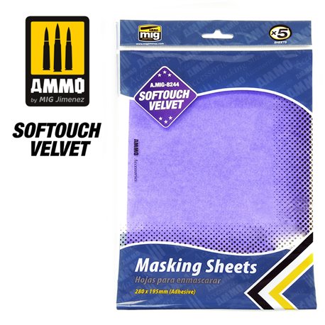 Ammo by Mig: Softouch Velvet Masking Sheets - Adhesive (280 x 195 mm) (5)