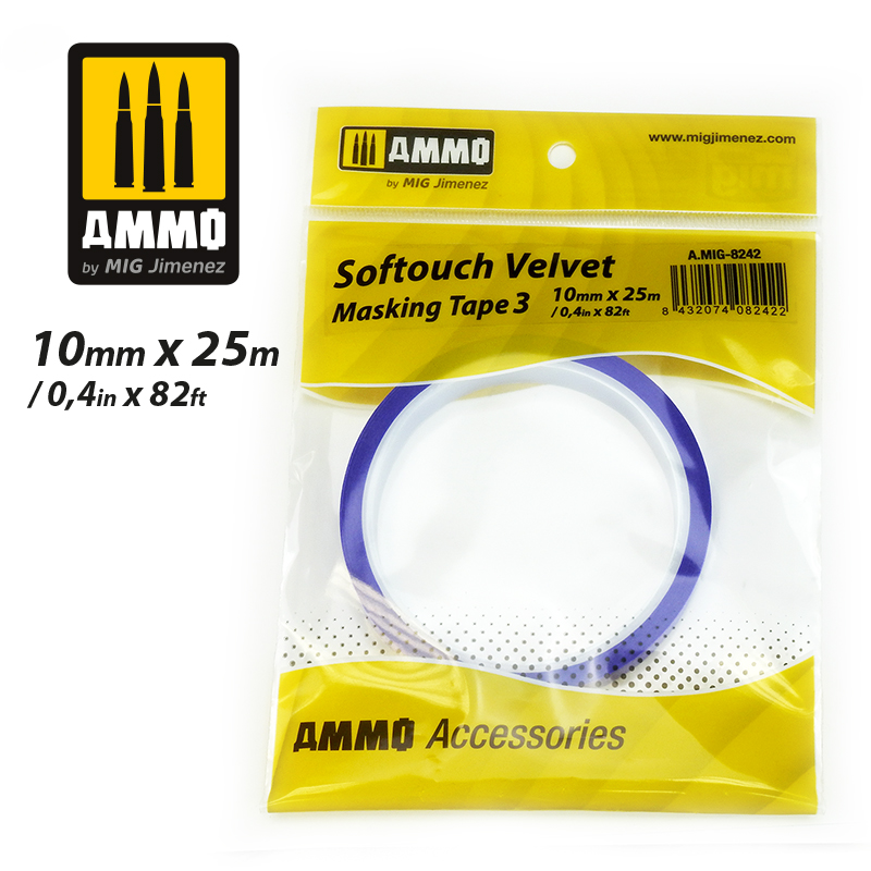 Ammo by Mig: Softouch Velvet Masking Tape 3 (10 mm x 25 m) 