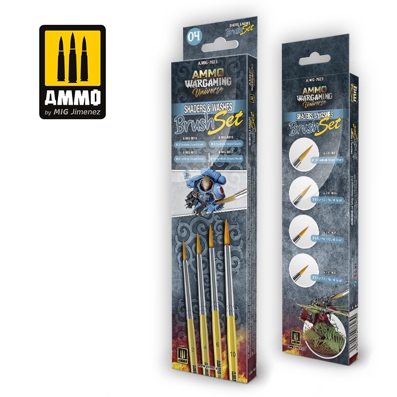 Ammo by Mig: Wargaming Universe - Shaders & Washes Brush Set