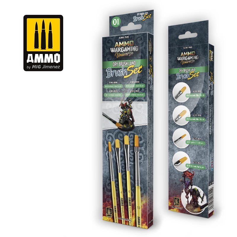 Ammo by Mig: Wargaming Universe - Dry Brush Land Brush Set