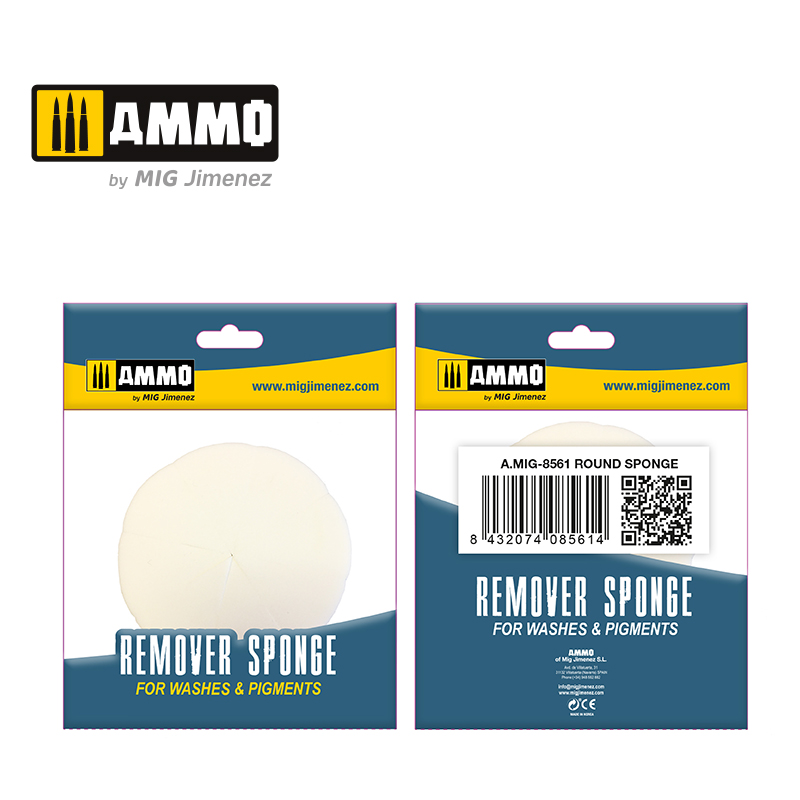 Ammo by Mig: Remover Sponge for Washes & Pigments - Round Sponge 