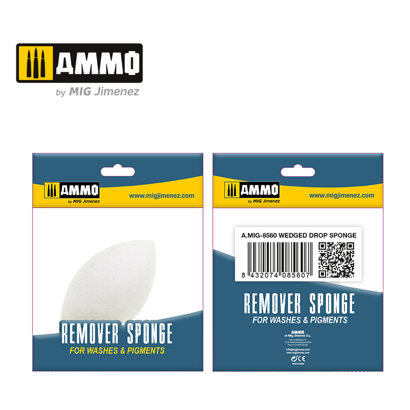 Ammo by Mig: Remover Sponge for Washes & Pigments - Wedged Drop Sponge 