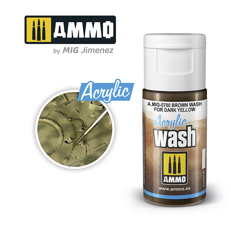 Ammo by Mig: Acrylic Wash - Brown Wash for Dark Yellow