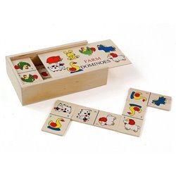Domino drewniane obrazkowe w pudełku