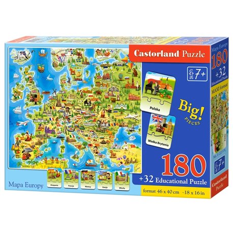 Puzzle 180 Mapa Europy z quizem