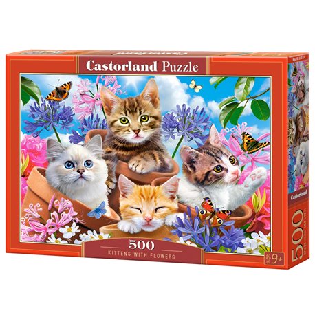 Puzzle 500 Kittens with Flowers