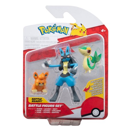 Pokemon Battle Figure Set 3-Pack Snivy, Pawmi, Lucario 5 cm (przedsprzedaż)