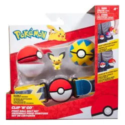 Pokemon Clip'n'Go Poké Ball Belt Set Poké Ball, Quick Ball & Pichu (przedsprzedaż)