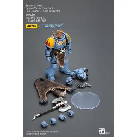 Warhammer 40k Action Figure 1/18 Space Marines Space Wolves Claw Pack Pack Leader -Logan Ghostwolf 12 cm (przedsprzedaż)