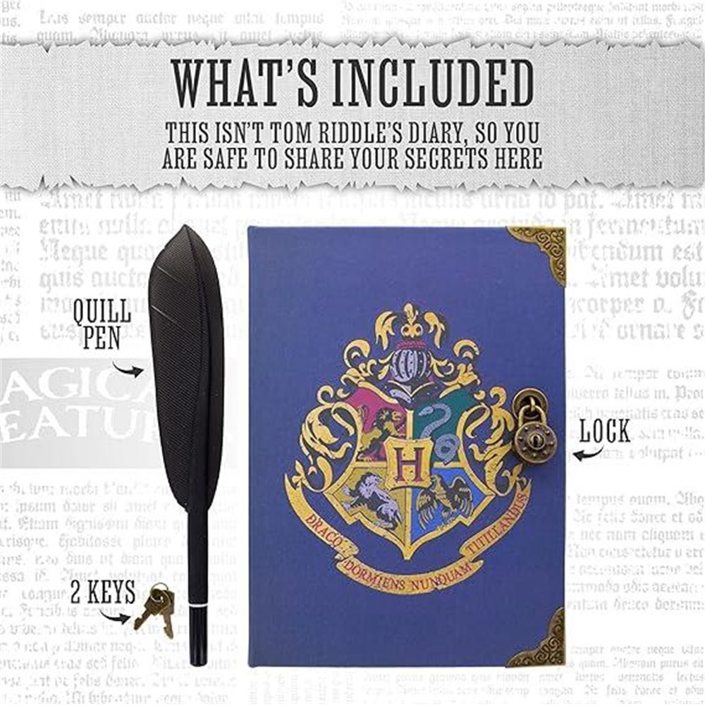 Harry Potter Hogwarts Secret Locked Diary and (notatnik z gęsim piórem)