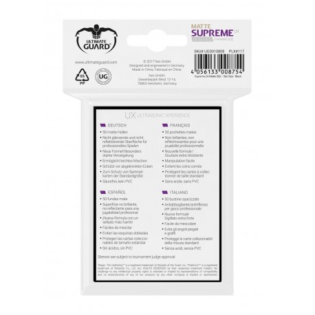 Ultimate Guard Koszulki Supreme UX Standard Matte Czarne (50)