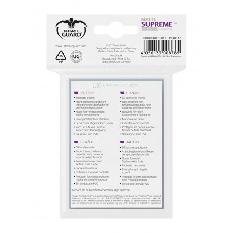 Ultimate Guard Koszulki Supreme UX Standard Matte Transparent (50)