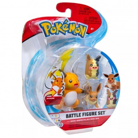 Pokemon Battle Figure Set - Raichu + Morpeko + Eevee