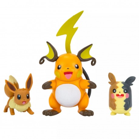 Pokemon Battle Figure Set - Raichu + Morpeko + Eevee