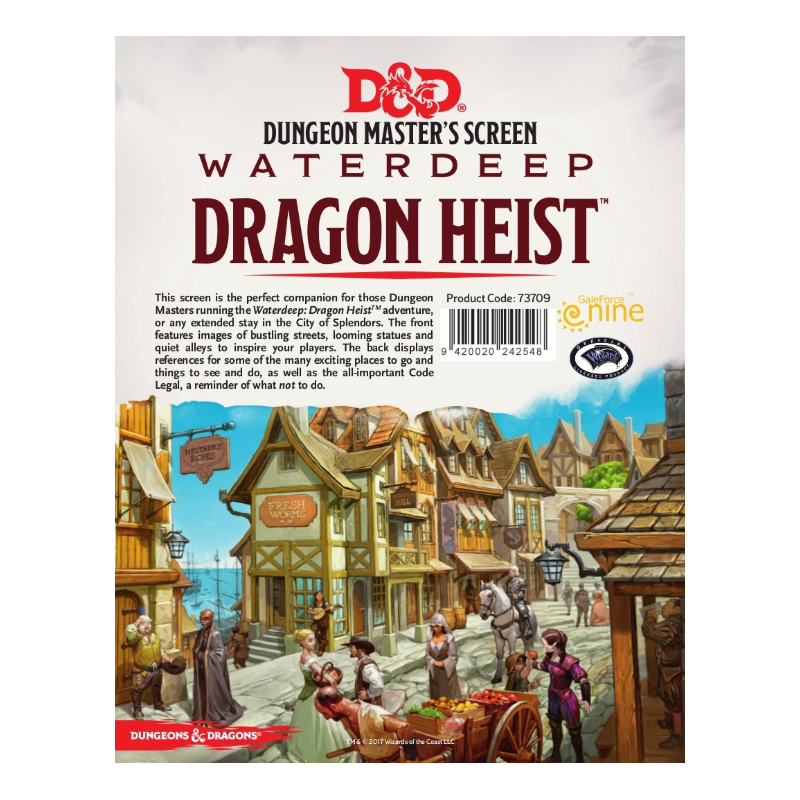 Dungeons & Dragons RPG - Waterdeep Dragon Heist - DM Screen