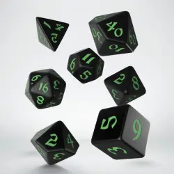 Kości RPG - Klasyczno Runiczne: Czarno-zielone