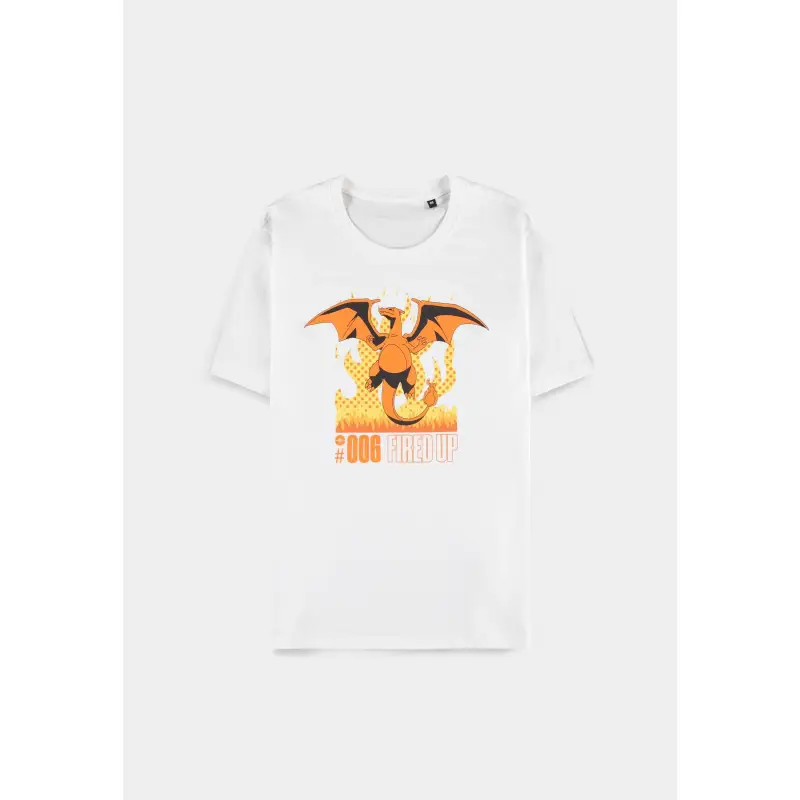 T-Shirt - Pokemon - Charizard White Fired Up (M)
