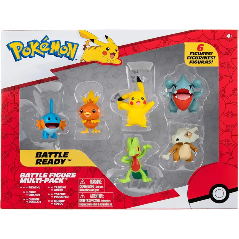 Pokemon Battle Figure Multi Pack (Pikachu, Mudkip, Trochic, Treecko, Cubone, Gible)