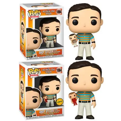 Funko POP Movies: 40 Year-Old Virgin - Andy Stitzer holding Oscar Goldman (Chase Possible)