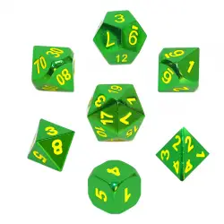 Komplet kości REBEL RPG - Metal - Zieleń z żółtymi numerami