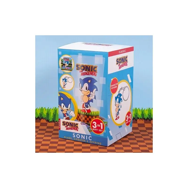 Zestaw Prezentowy Sonic the Hedgehog (szklanka, podkładka, brelok)