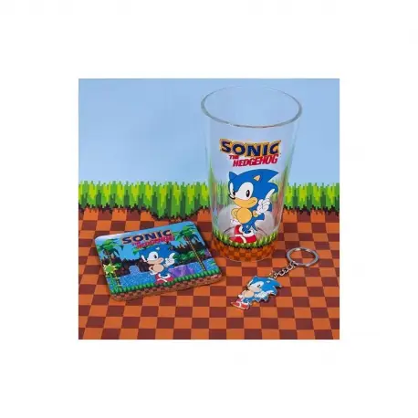 Zestaw Prezentowy Sonic the Hedgehog (szklanka, podkładka, brelok)