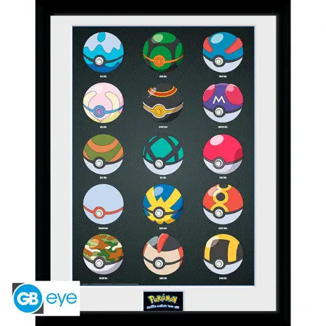 Plakat w ramce Pokemon Pokeballs