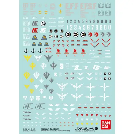 Gundam Decal 107 MS Gundam Unicorn Multiuse 1 BL