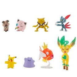 Pokemon Battle Figure Set Figure 8-Pack Female Pikachu, Jigglypuff, Rockruff, Sneasel, Abra, Ditto, Leafeon, Magikarp