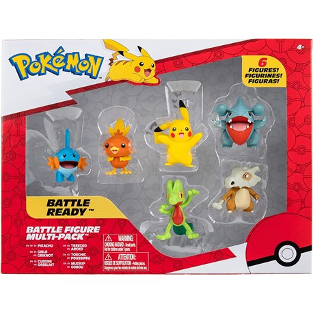 Pokemon Battle Figure Set Figure 6-Pack Treecko, Torchic, Mudkip, Gible, Pikachu, Cubone