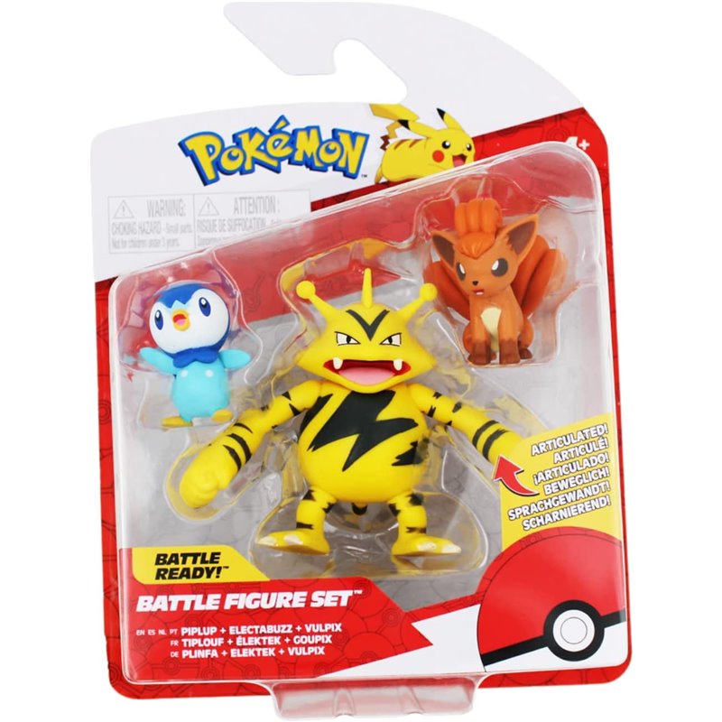 Pokemon Battle Figure Set Piplup, Electabuzz, Vulpix